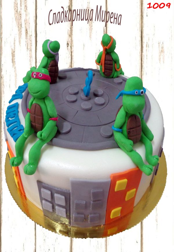 Торта Костенурките Нинджа с фондан, Cake Фондант Teenage Mutant Ninja Turtles №1009